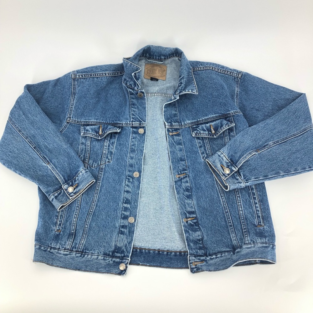 Vintage County Seat Jacket 1990s Nuovo Jean Jacket Y2K Denim Blue